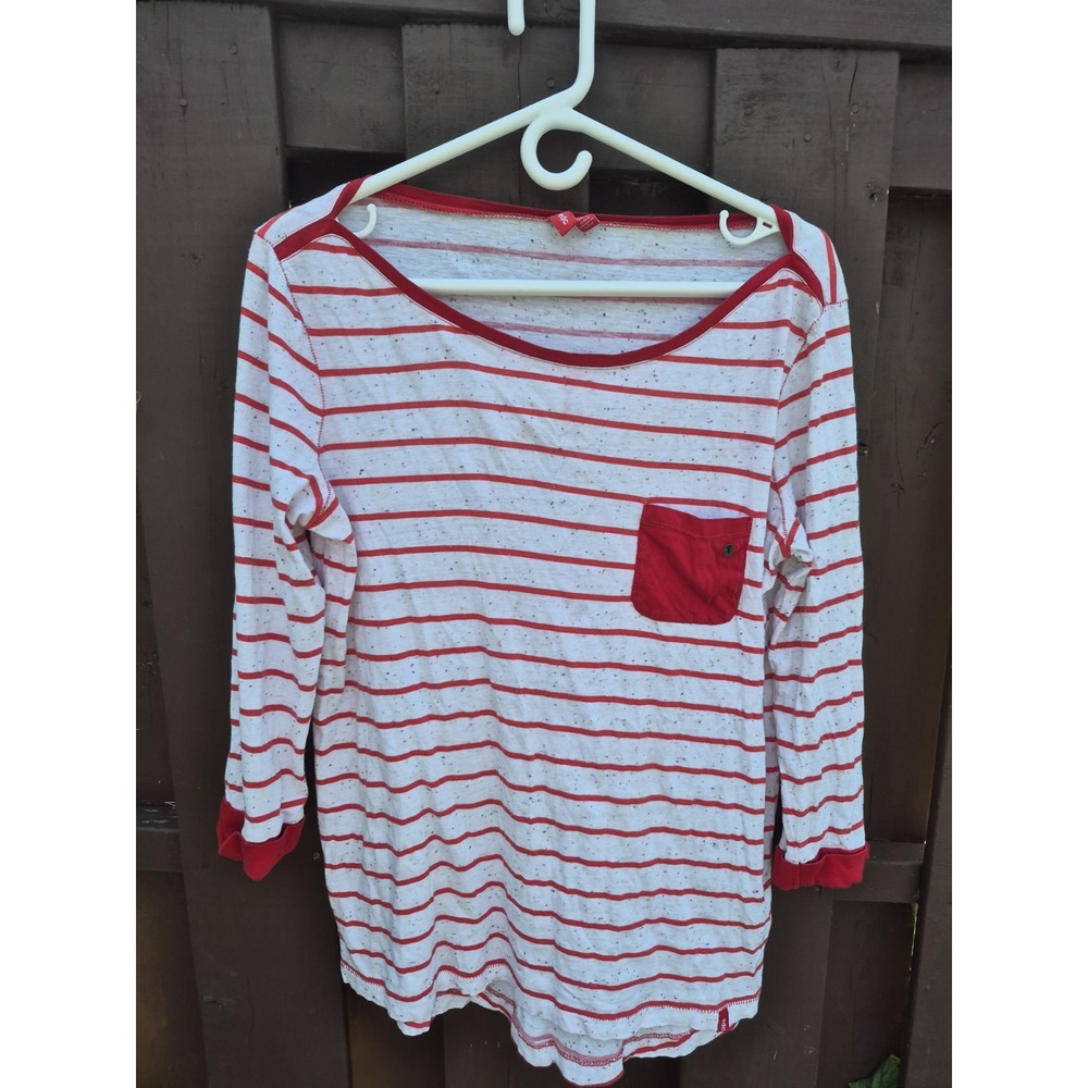 Vintage Y2K Edc by Esprit Striped Shirt Red White Top Size XL EUC